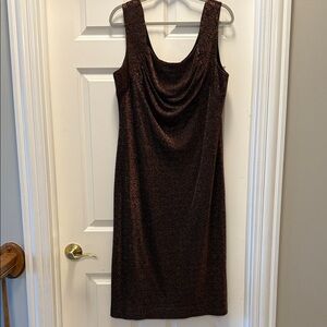 Neiman Marcus Elegant Brown Midi Dress